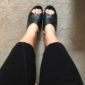 Cole Hann Black Criss Cross Mules